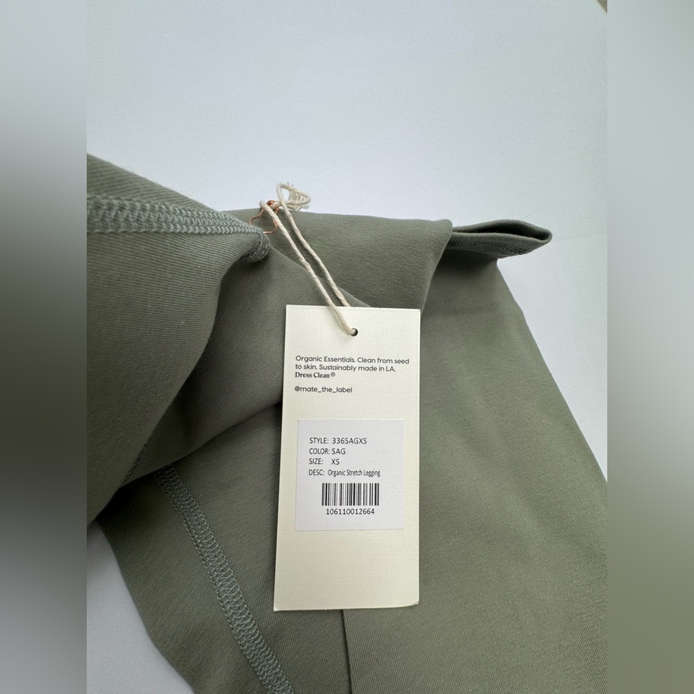 NWT MATE The Label Organic Cotton Stretch Bra Legging Set Size XS Sage Green - Picture 15 of 16